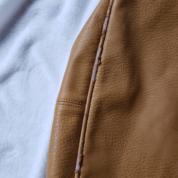 Shoulder bag hobo large tan and gray faux leather - Picture 6 of 15